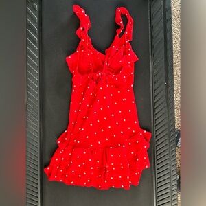 for love & lemons red polka dot dress. barely worn. open back